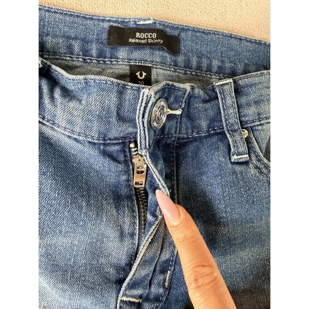 True Religion Rocco Moto Relaxed Skinny Jeans Men’s 30x32 Light Wash NWOT
